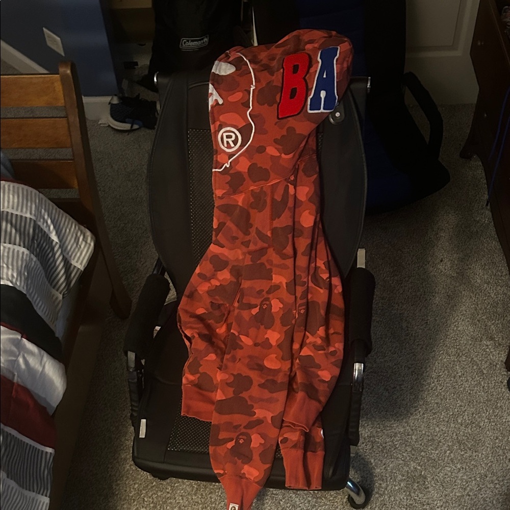 Bape Red Camo Shark Hoodie